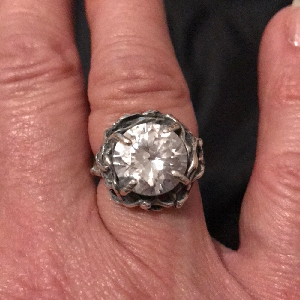 Sterling silver clear cubic zirconia ring